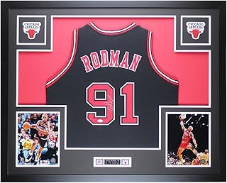 Dennis Rodman Autographed Black Chicago Jersey - Beautifully Matted and Framed - Hand Signed and Certified Authentic by JSA