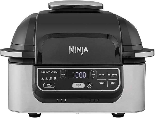 Ninja Foodi Health Grill and Air Fryer [AG301UK] 5.7 Litres, Brushed Steel and Black