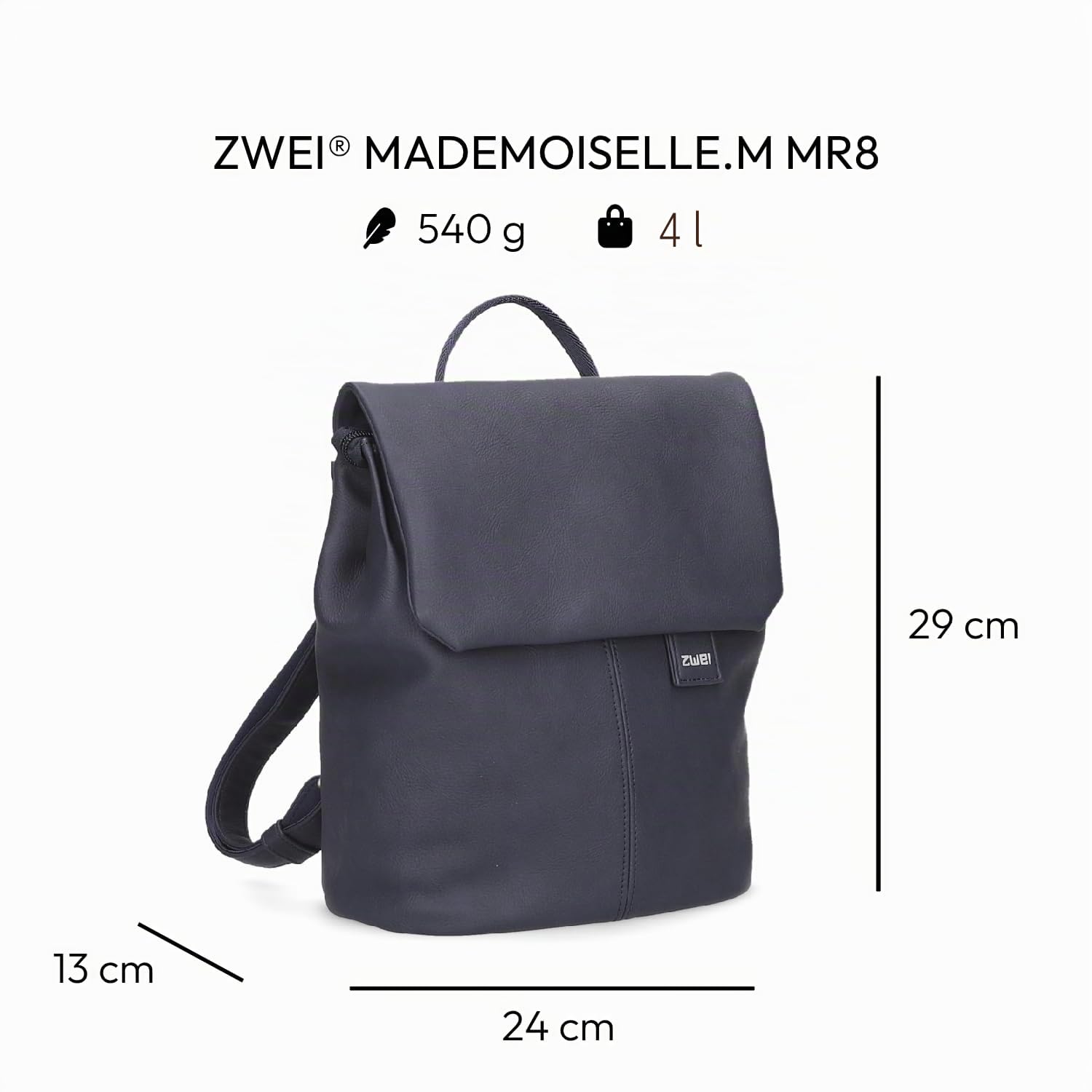 Zwei Damen City-Rucksack Mademoiselle.M MR8 4 Liter weiches Kunstleder, Magnet-Verschlussklappe, Hauptfach mit Reißverschluss, gepolstertes Trennfach für Tablet, Rückenpolsterung