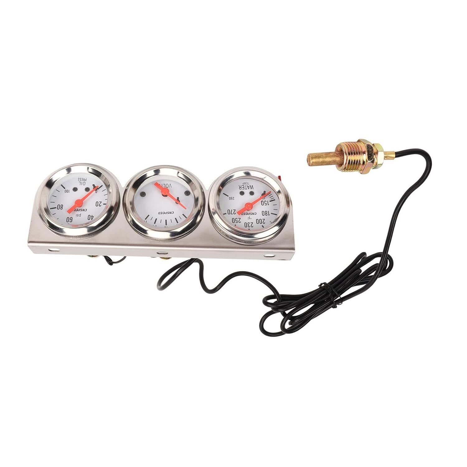 Generic 油圧水温電圧メーター、クロムパネル耐久性のある普遍的な耐熱性ホワイトダイヤル3 in 1カーメートルセット2in 1