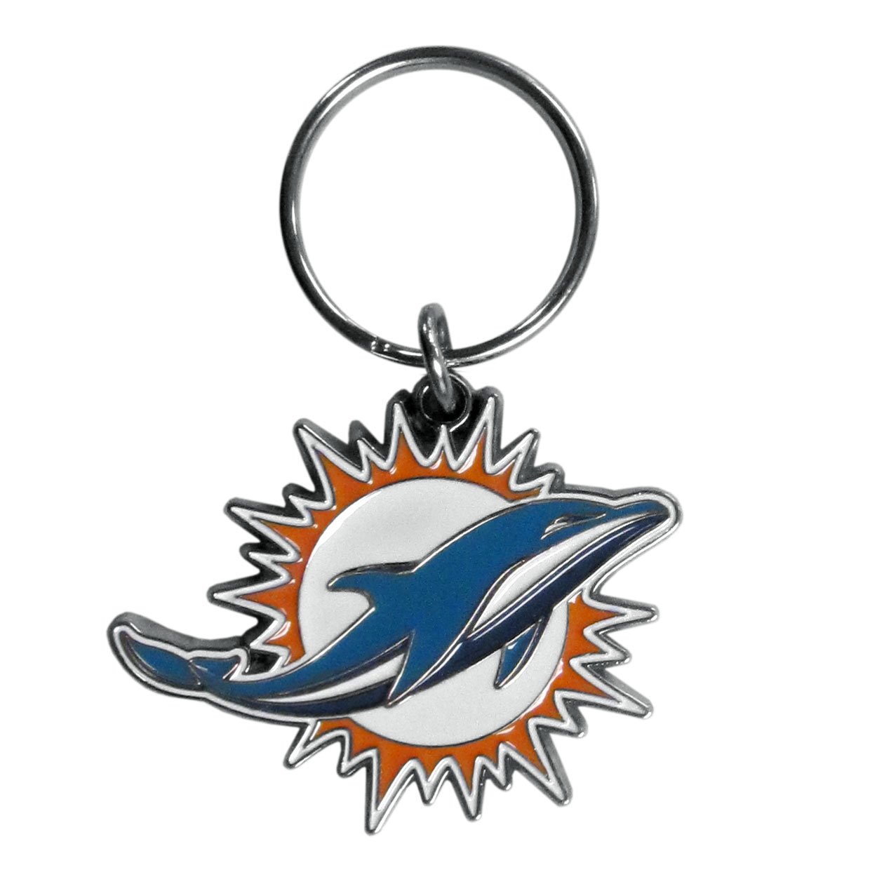 Siskiyou NFL Sports Fan Shop Miami Dolphins Chrome & Enameled Key Chain One Size Team Colors