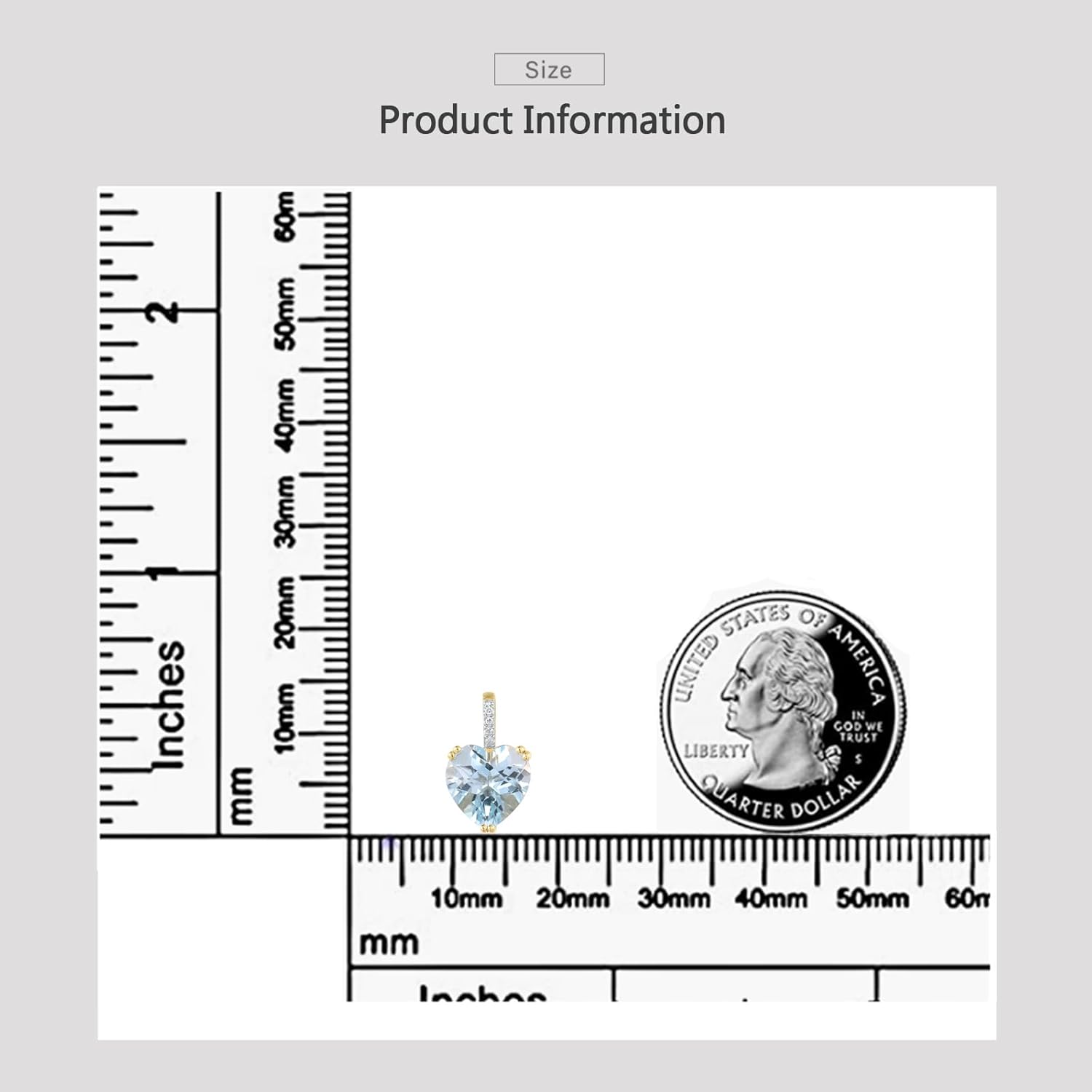 Santuzza 10K Solid Gold Heart Shape Gemstone Genuine Diamond Dainty Pendant Without Chain for Women - Image 5