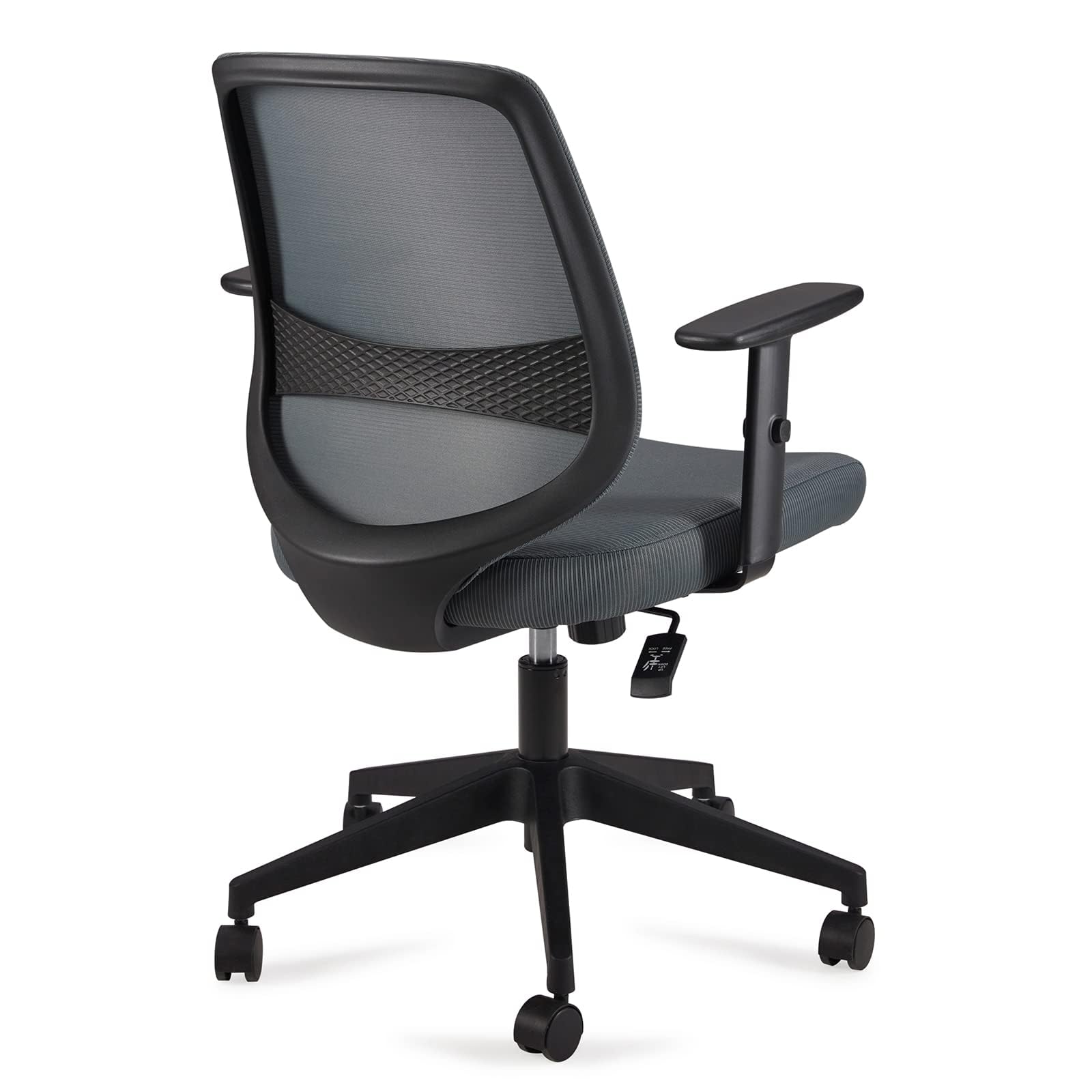 Amazon Basics regulowane siatkowe krzesło biurowe ze środkowym oparciem, podłokietnikami i podparciem odcinka lędźwiowego, 63.5 x 58.4 x 91.4 cm, szare (dawniej Movian)