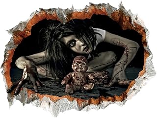Halloween Wall Decals Scary Wall Decals Peel and Stick Wall Stickers Horror Girl Art for Bedroom Living Room Shop Decoration Wall Stickers for Office Master Bedroom Wall Wall (White-A, One Size)