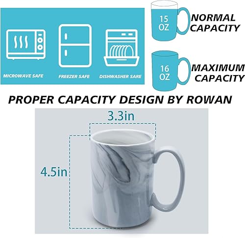 Miniatura 4 de Tazas de café de mármol de 16 onzas, juego de 4 tazas de té grandes de cerámica con asa para bebidas frías y calientes en el hogar y la oficina,