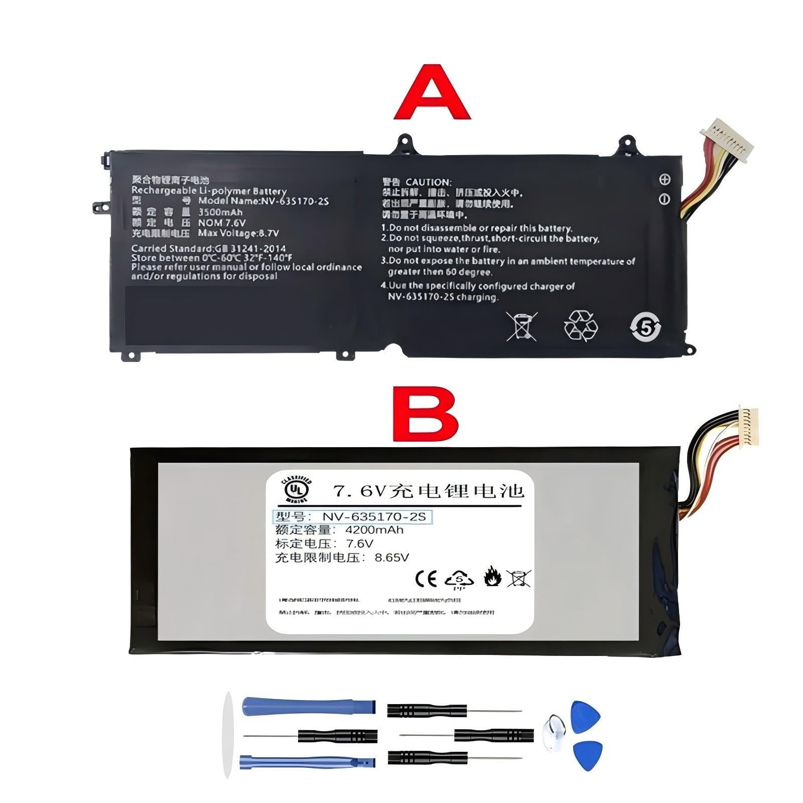 7,6 V 3500–4200 mAh NV-635170-2S Akku, kompatibel mit Chuwi Minibook CWI526 Tablet PC LiPo wiederaufladbarer Akkumulator Ersatz(A)