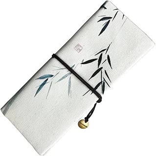 ToiM Cute Canvas Pen Pencil Stationery Case Retro Personalized Multi-Functional Pencil Bag Pencils Case Pencil Roll Pouch Pencils Wrap Holder, Cosmetic Make Up Bag Pouch (Bamboo) - coolthings.us