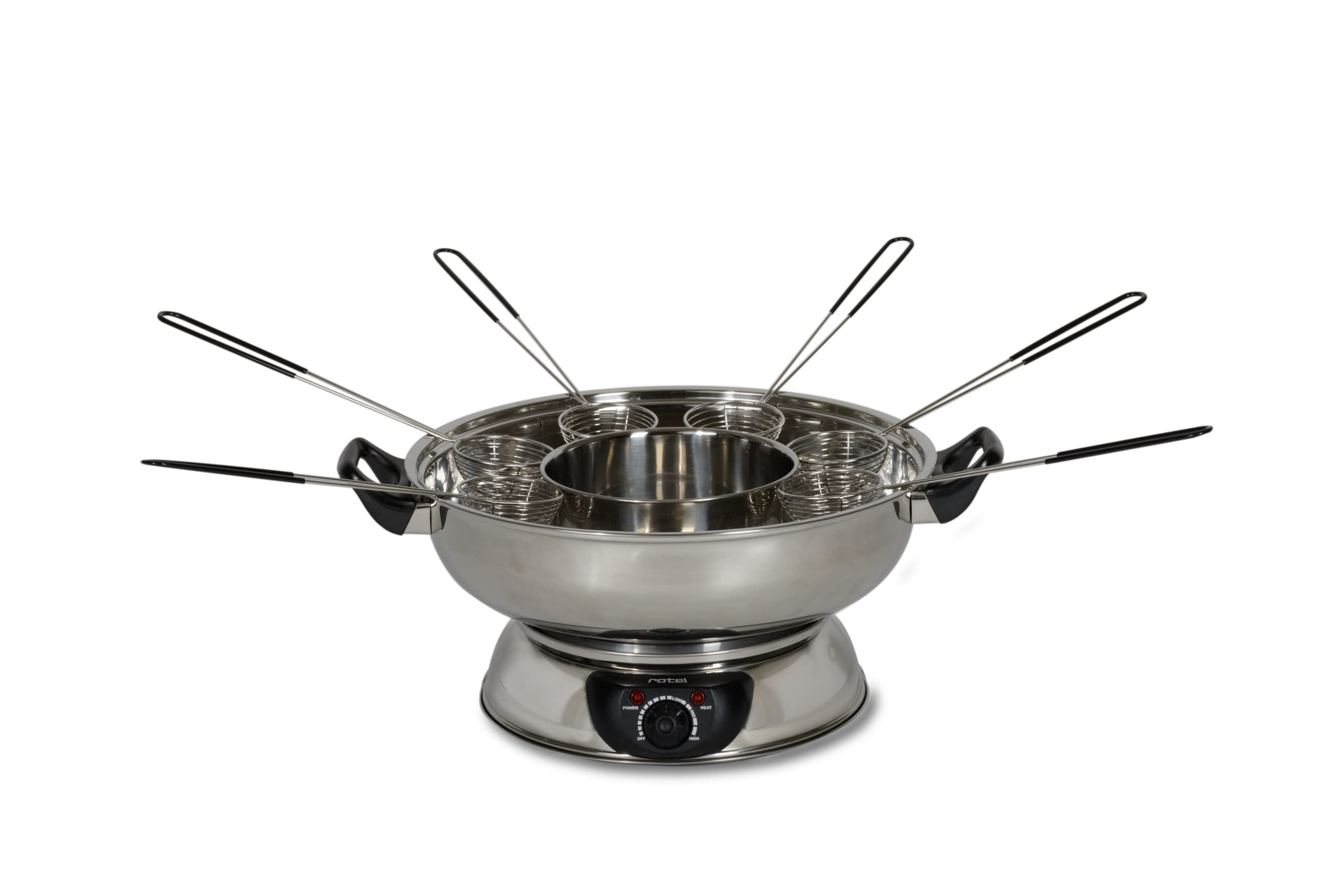 Rotel Mongol Pot 1812CH Fondue 2.5L - Accessorio da Cucina, 6 Persona(e), 2,5 L, Argento, Rotondo, 1600 W, 370 mm
