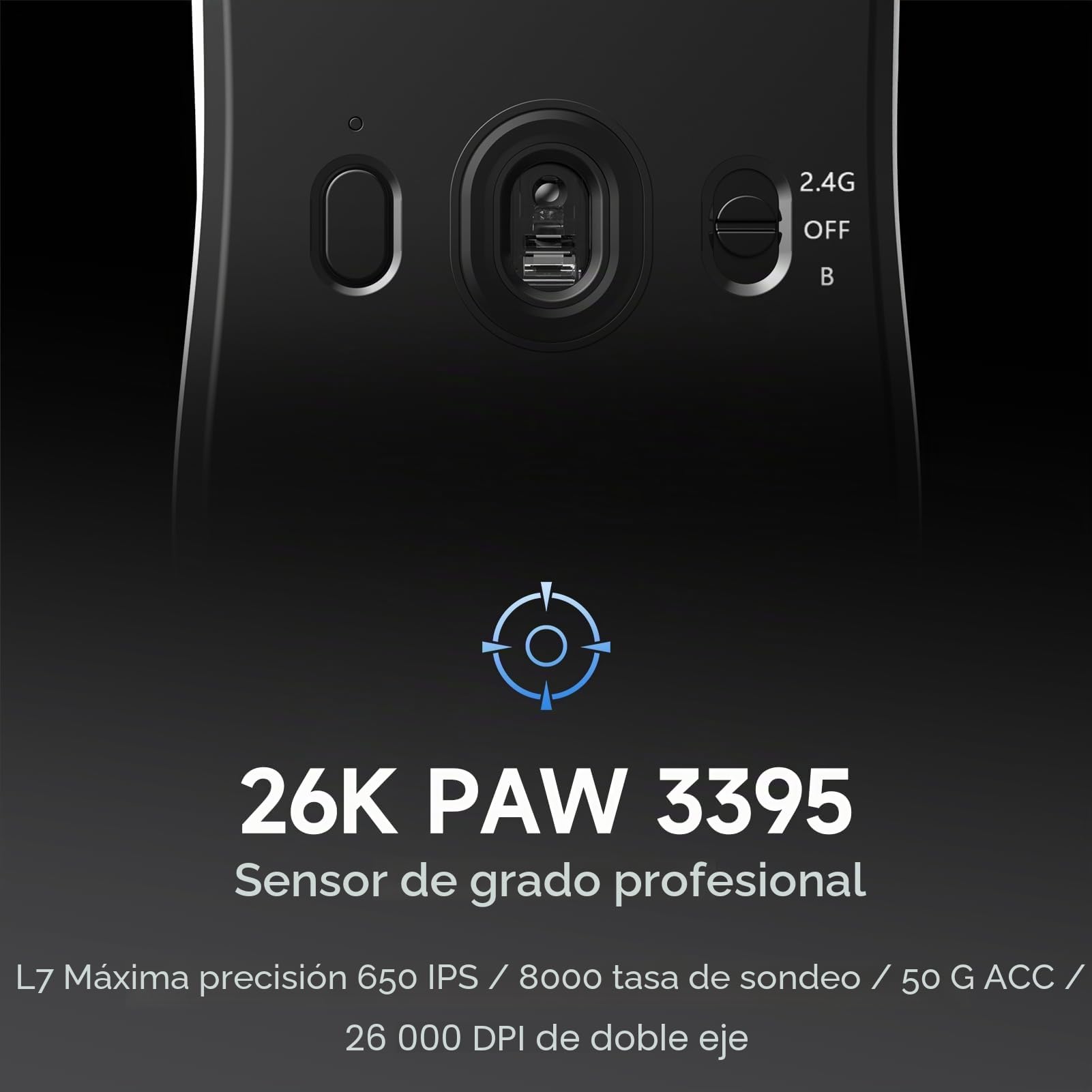 MCHOSE L7 Pro Ratón Gaming Inalámbrico - Ratón Ultraligero de 39g, 8000Hz de Frecuencia de Actualización Inalámbrica, 2,4G/BT/USB-C con Cable, 26000 dpi, 650 IPS, 200 Horas de Batería, Blanco