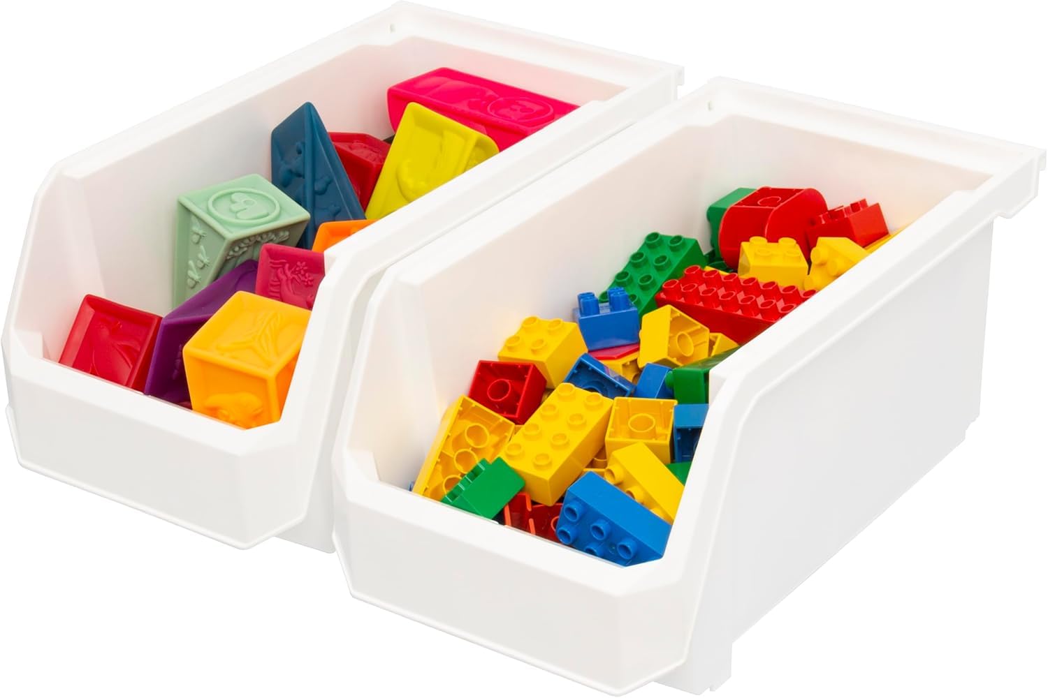 ReadySpace Lot de 6 récipients en plastique pour organiser et ranger les placards, la cuisine, le bureau, les jouets ou le garde-manger, grand, blanc