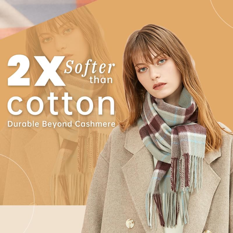 Merino Wool Alpaca Winter Scarf for Women, Australian Pashmina Wraps, Soft Cashmere Feel Shawls Holiday Gift - Image 3