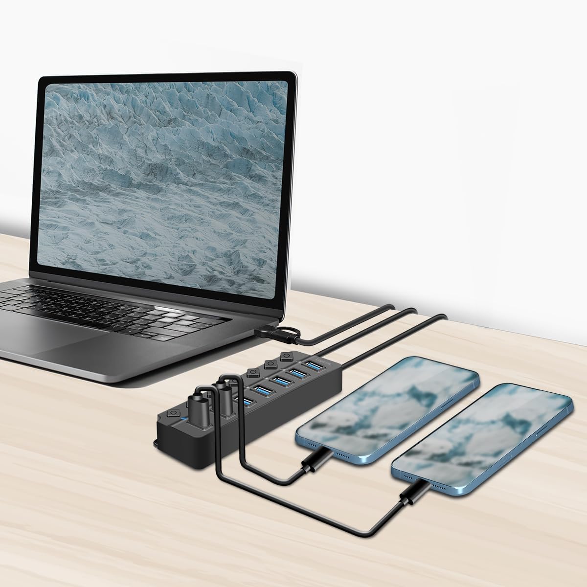 LogiLink UA0420 - USB 3.2 Gen1 Hub MT 7 portów i włącznik wyłącznik na port