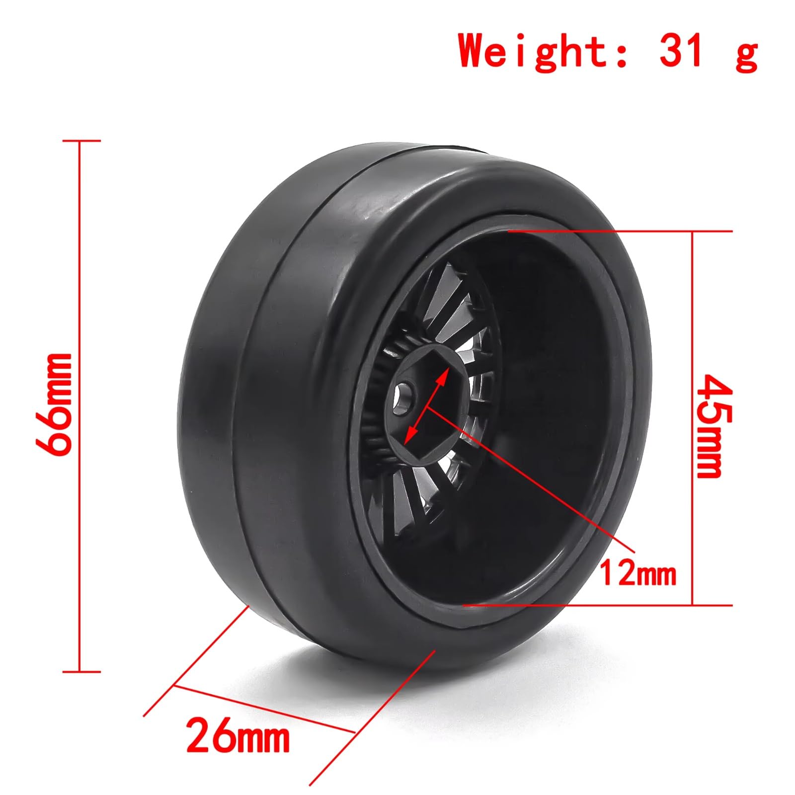 para HPI para Kyosho para Traxxas 1/10 4 Uds Neumáticos Derrape RC 60mm Neumático Duro Banda Rodadura Suave Carretera Ruedas Coche Deriva Piezas Mejora Coche RC Piezas Mejora RC