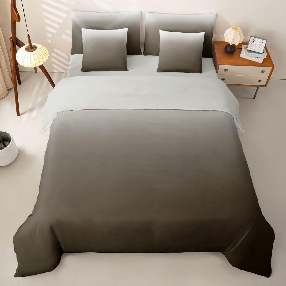 Homewish Set copripiumino king size grigio sfumato 7 pezzi