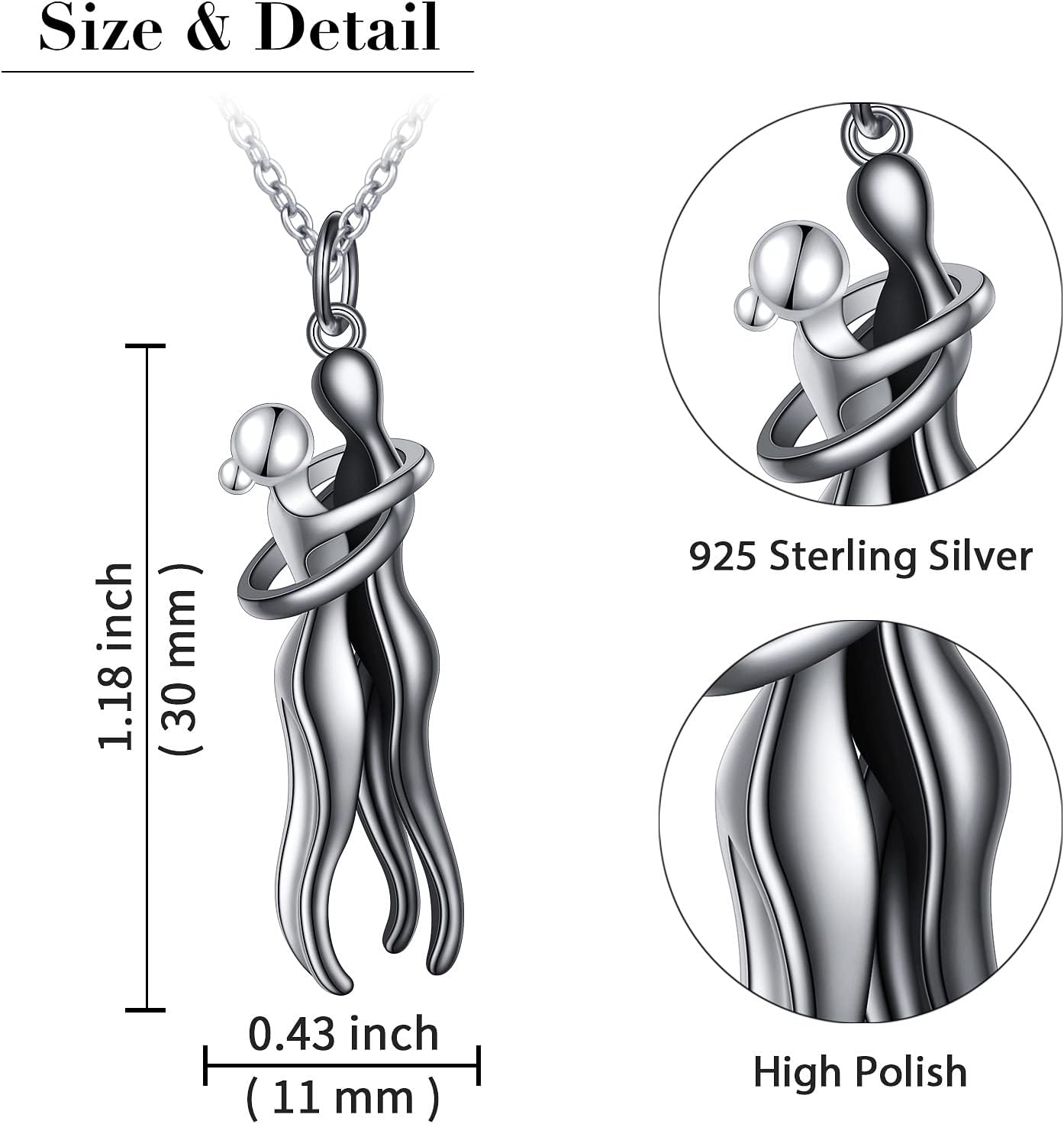 FLYOW Hug Couple Necklace for Women S925 Sterling Silver Hugging Necklace Anniversary Jewelry for Him and Her,Lover Valentines day gift - Image 7
