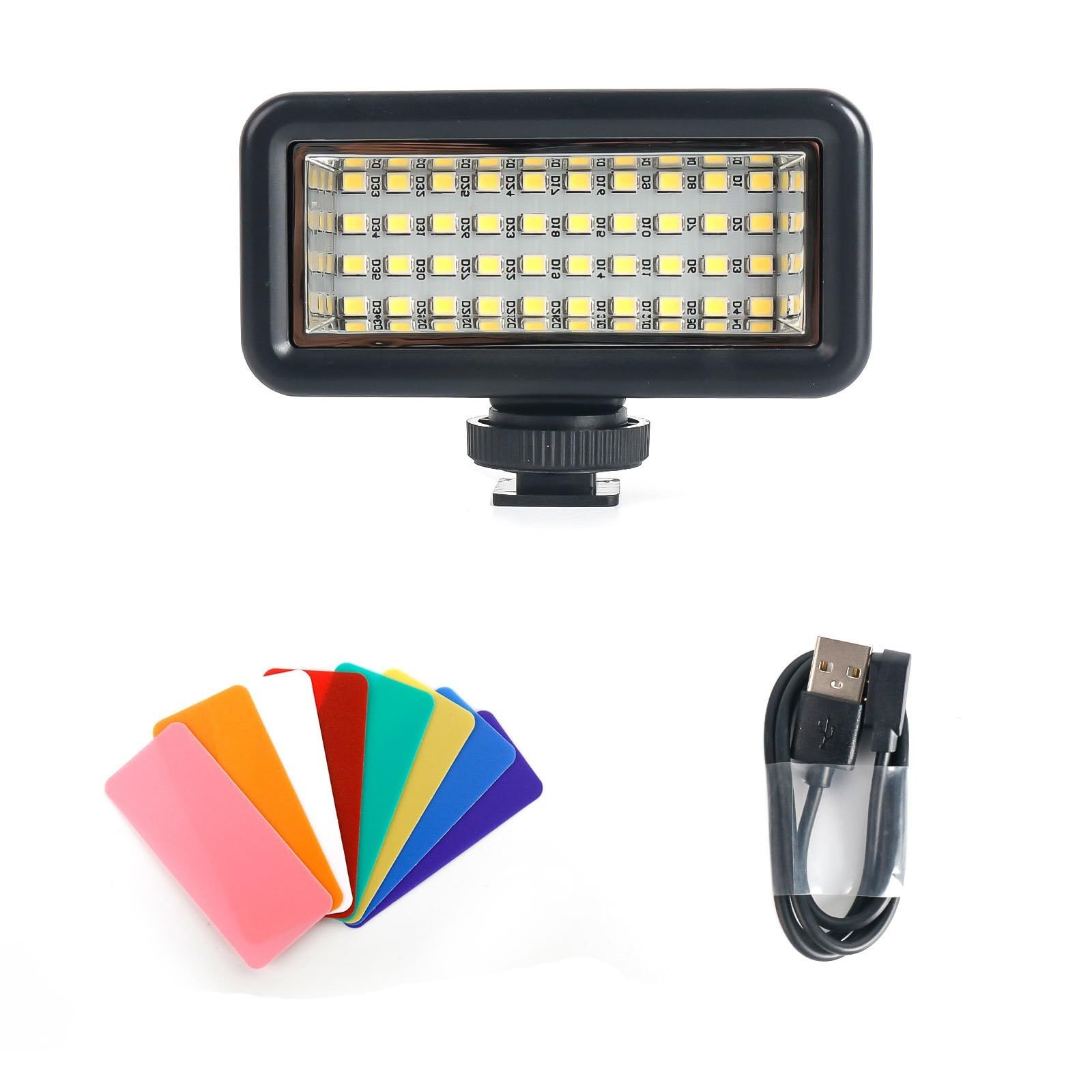 Luz de cámara deportiva sin problemas para montajes, recargable, 40 m de profundidad, equipo de iluminación de vlogging