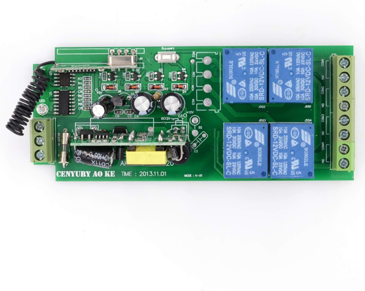 Smart Home AC85 V ~ 250 V 220 V 230 V 4 canales Interruptor remoto inalámbrico interruptor relé salida de voltaje módulo receptor interruptor inalámbrico y transmisor de 4 unidades