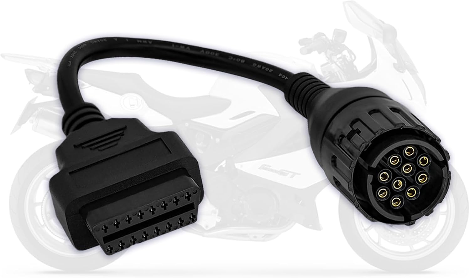 Kabel adapterowy OBD2 do motocykla BMW,10-pin do 16-pin złącza, pasujący do motocykli BMW od 1996 do 2016 roku, kompatybilny z adapterem ENET WiFi,GS-911,OBDLink LX oraz skanerem ELM327 Moto