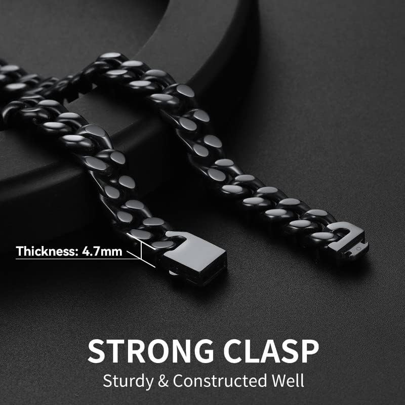 ChainsHouse Stainless Steel Mens Cuban Link Chain, Black/ 18K Gold Plated Miami Cuban Chain Necklace, 5mm/7mm/9mm/12mm/14mm Width, No Tarnish& Durable Hip Hop Mens Jewelry, 18"-30", Send Gift Box - Image 3