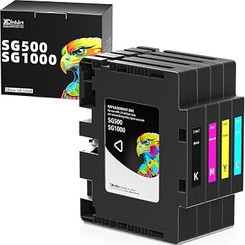 SG500 Sublimation Ink Cartridges Compatible for Sawgrass SG500 SG1000 Printers, 4PK Black, Cyan, Magenta, Yellow