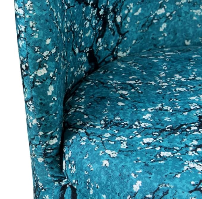 Image of Ottoman for Living Room, Velvet Round Foot Rest Stool, Wooden Legs Chair for Sitting, Ottoman for Bedroom & Makeup Room Decor | Chair (18 inchx18 inchx32 inch), Puffy (16 inchx16 inchx17 inch) | Teal Blue