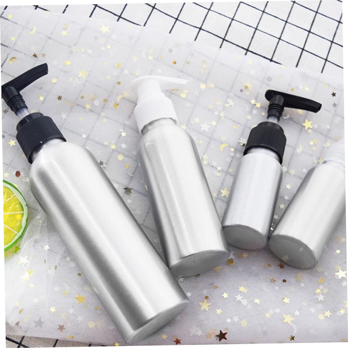 MAGICLULU 12 Stck Teiliges Aluminium Flaschen mit Schwarzem Pumpkopf Nachfüllbare Dusch und Shampooflaschen Spiralförmiger Lotion Spender für Körperpflege und Flüssigseife Bpa Frei Robust