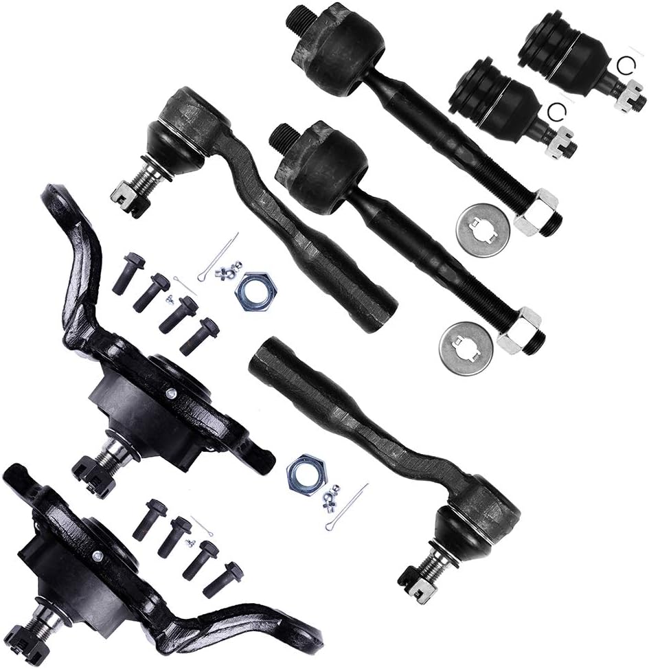 8PCS Suspension Kit Fit 2005 2006 2007 For Toyota For Sequoia [2004 2005 2006 For Toyota For Tundra] Parts Lower Ball Joints Upper Ball Joints Outer Inner Tie Rod Ends K80522 ES80381