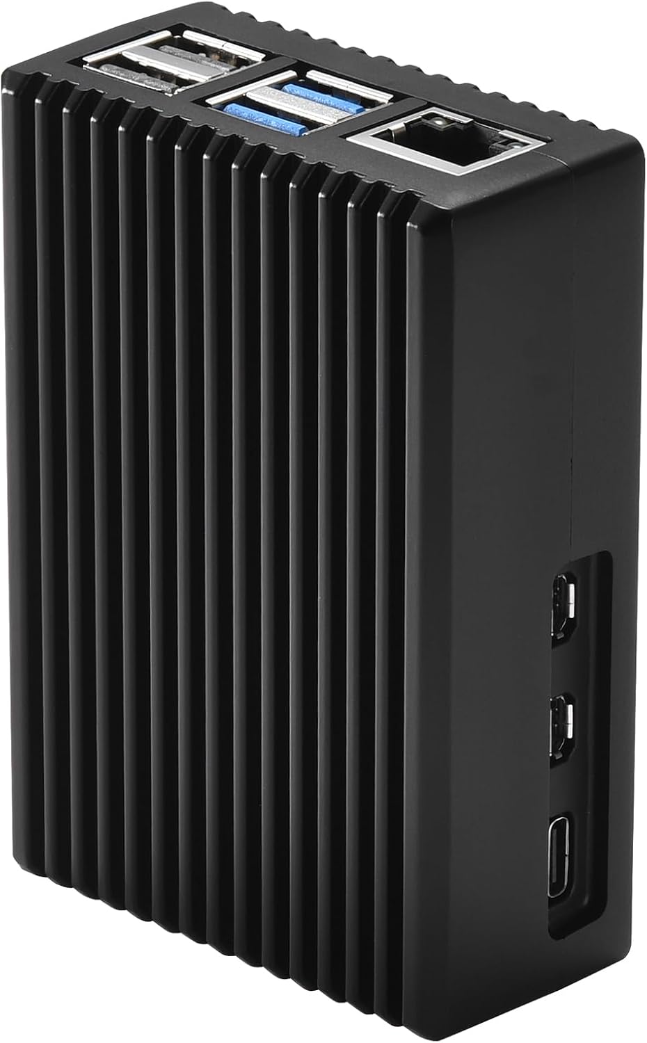 Side view of the iUniker Raspberry Pi 5 case showing accessible ports