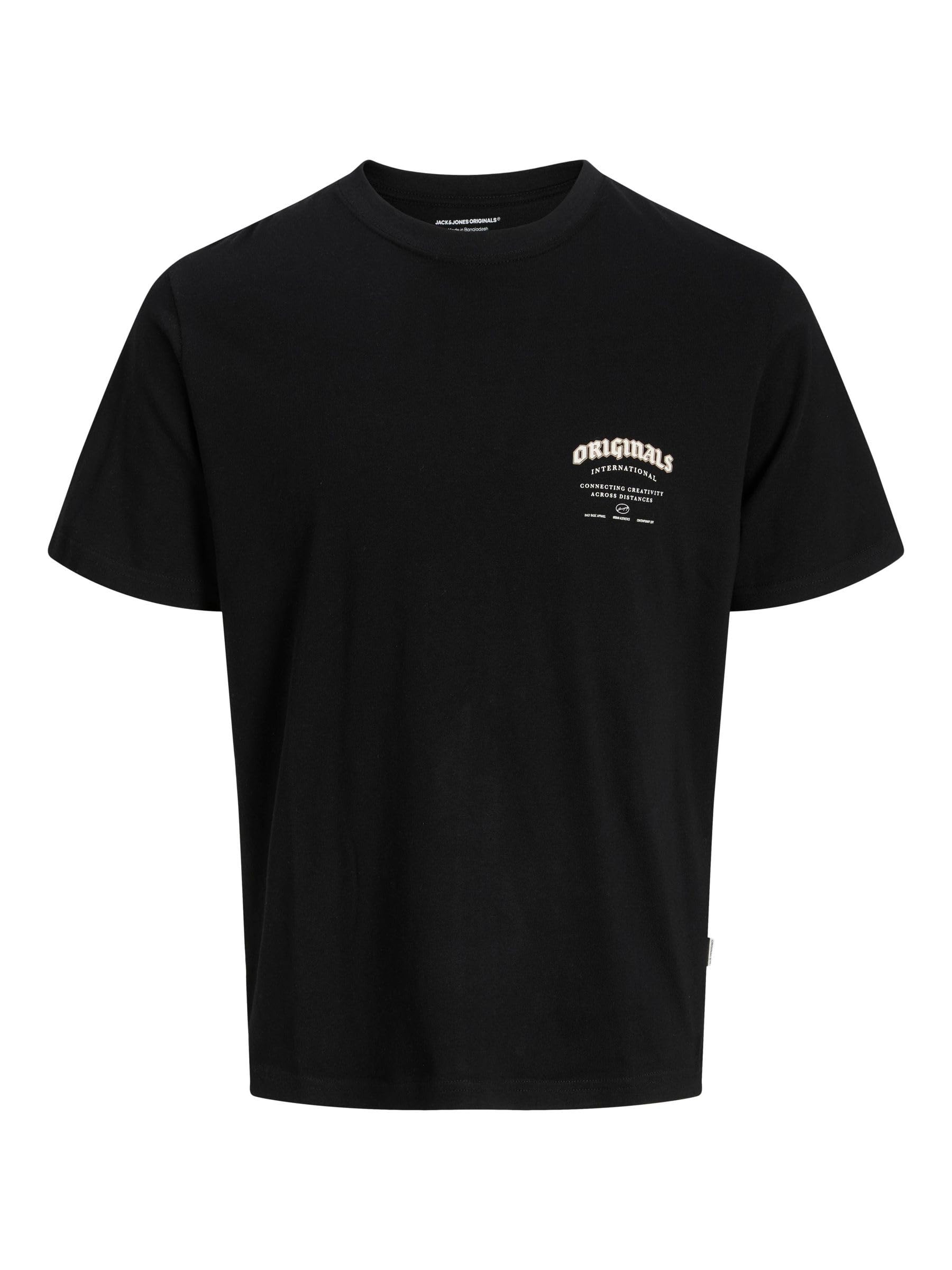 JACK & JONES Jormeadows Typo Tee SS Crew Neck, Black, XL