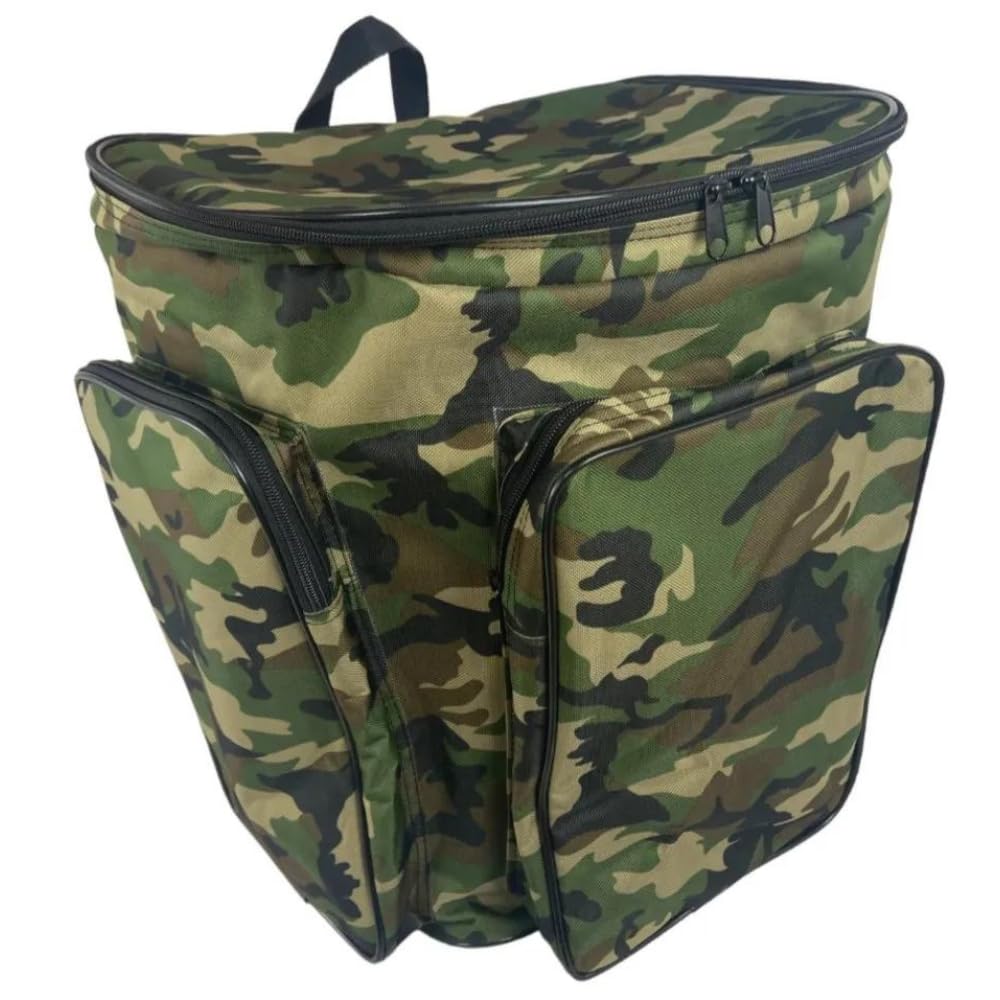 acquaverde | Zaino Portafunghi per Raccolta Funghi Professionale, Verde Mimetico, Imbottito Anti-urto con 3 Tasche, Cesta in Vimini - cm. 41x35x43