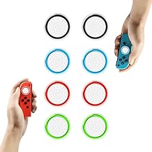 アナログスティックカバー キャップ ロッカーキャップ 【Switch/Switch Lite/Switch Oled 対応】 親指グリップキャップ ジョイスティックキャップ Nintendo Joy-Con ジョイスティックカバー 保護カバー 対応 Switch/Switch Lite 8点セット ４色 赤緑青黒 (白)