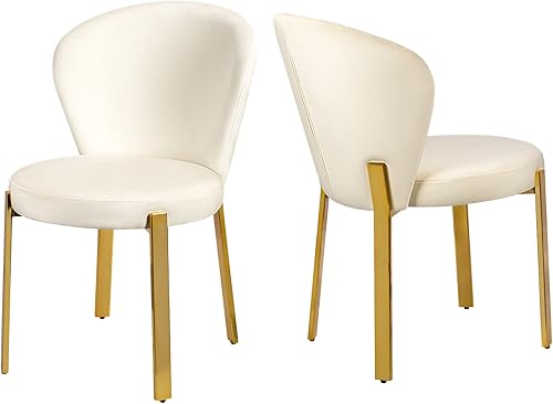KithKasa Juego de 2 sillas de comedor tapizadas de terciopelo de mediados de siglo modernas sillas laterales de cocina con patas de metal dorado
