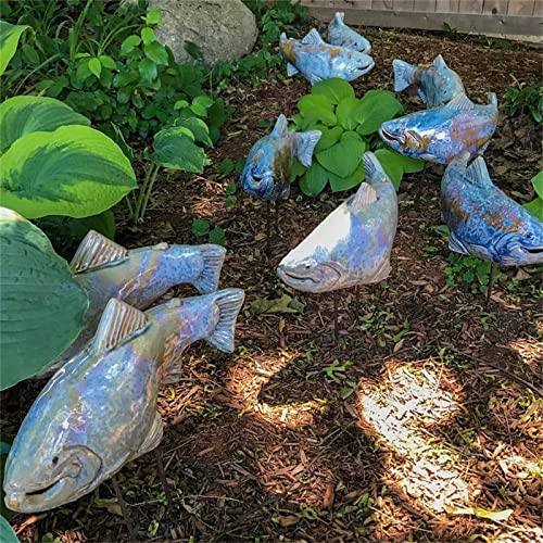 Tkttbd Garden Koi Statue, Fish In The Garden, Resin Koi Sculpture Fairy Garden Decoration, Koi Statue Outdoor Garden Decoration,Grey #TOP5