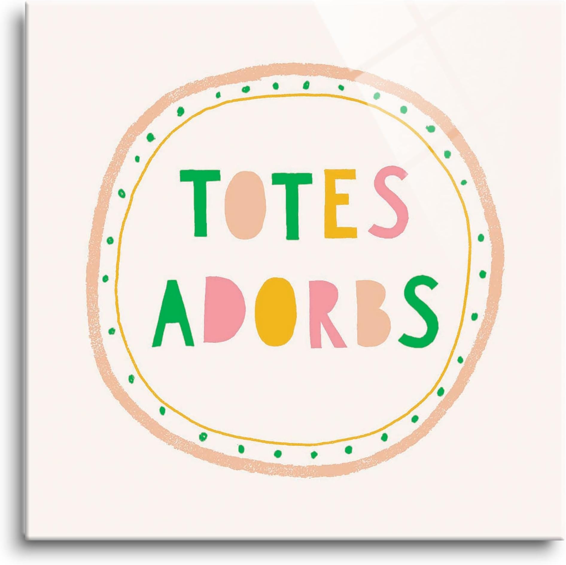 About Face GiftsTotes Adorbs, About Face Gifts, Modern Glass Wall Art, 24"x24" Frameless, Tempered Glass, High Definition Printing, Home Décor.