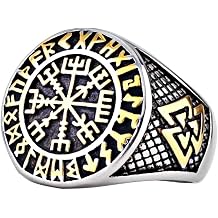 Viking Myth Odin Triangle Symbol Ring Stainless Steel Punk Jewelry for Men gold, 10