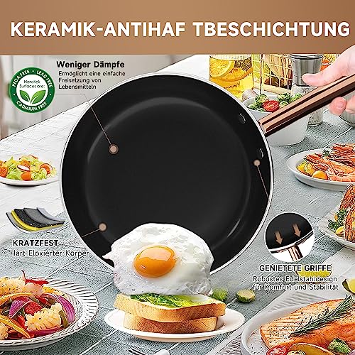 Topfset Pfanne induktion HOMELUX 10tlg Induktions Töpfe Set,Aluminiumguss Kochtopfset,Keramik-Antihaftbeschichtung Pfannenset,Töpfe Set mit Deckel,Topfset Induktion für Induktion alle Herde,PFOA frei – Bild 4
