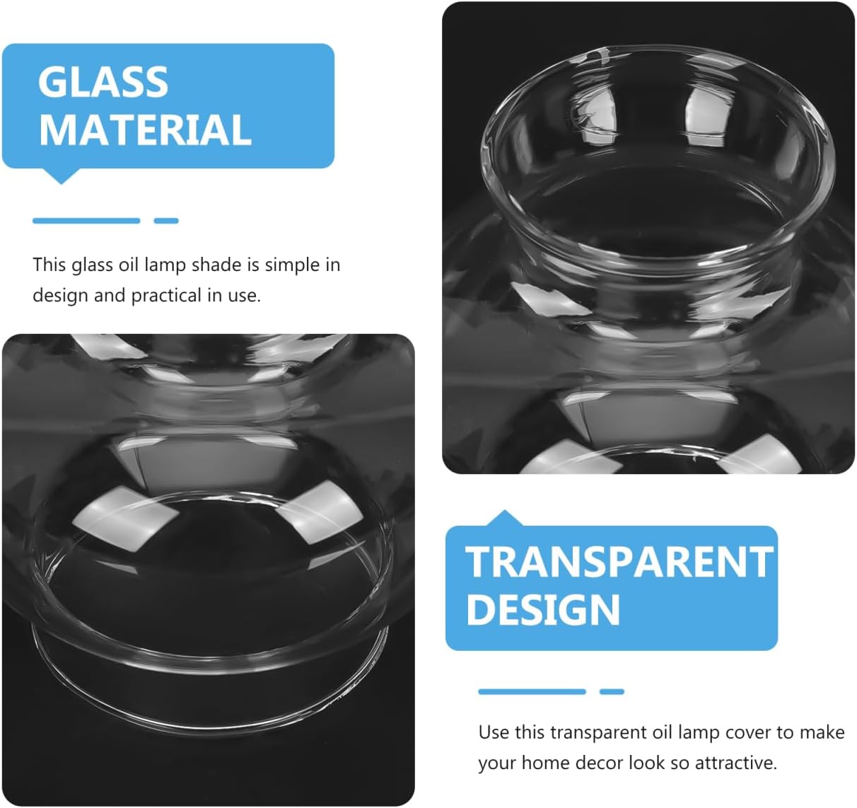 PRETYZOOM Oil Lamp Shade Windproof Glass Cover for Kerosene Lamps Small Clear Chimney Replacement Part 2.44X2.12X1.41In