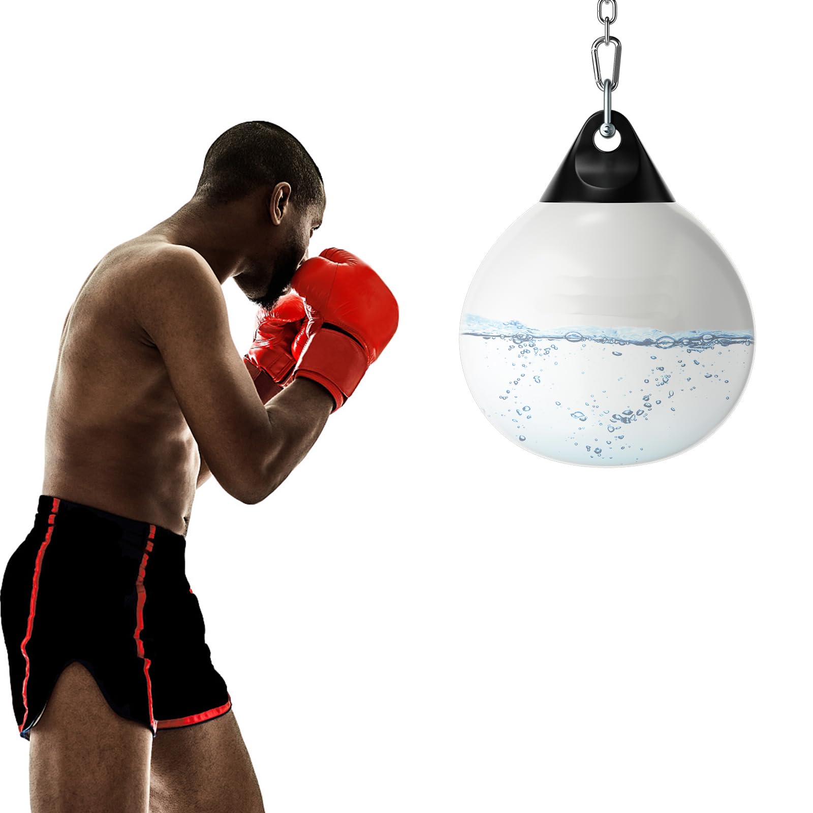 COSTWAY Water Punch Bag, 45cm/52cm Boxing Aqua Bag with Adjustable Metal Chain, Insurance Buckles, Water Injection Hose, for Adults Fitness, MMA (White, 45 x 58 cm)