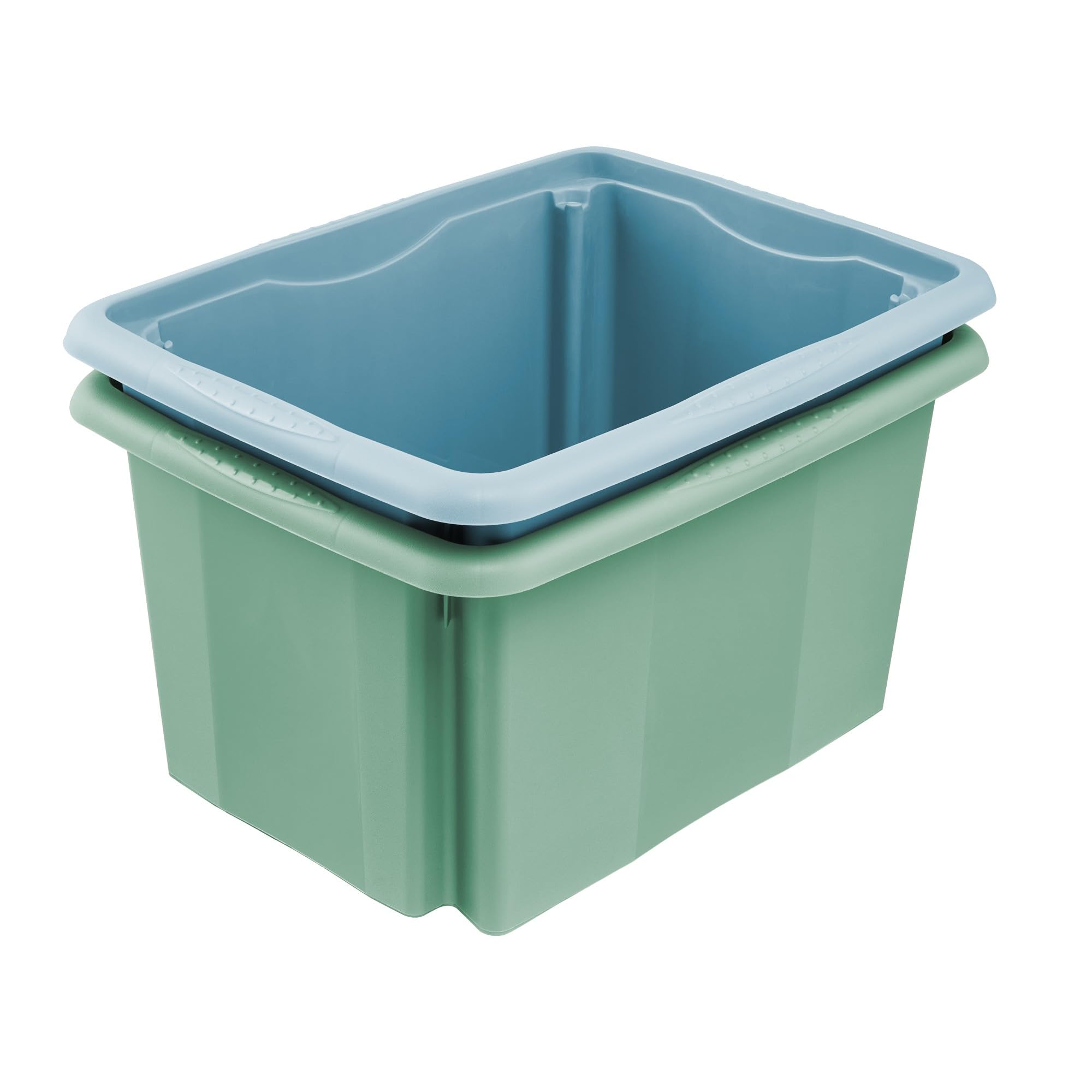 keeeper emil 3x Aufbewahrungsbox mit Dreh-/Stapelsystem, 54,5 x 39 x 29,5 cm, 45 l, Nordic Green