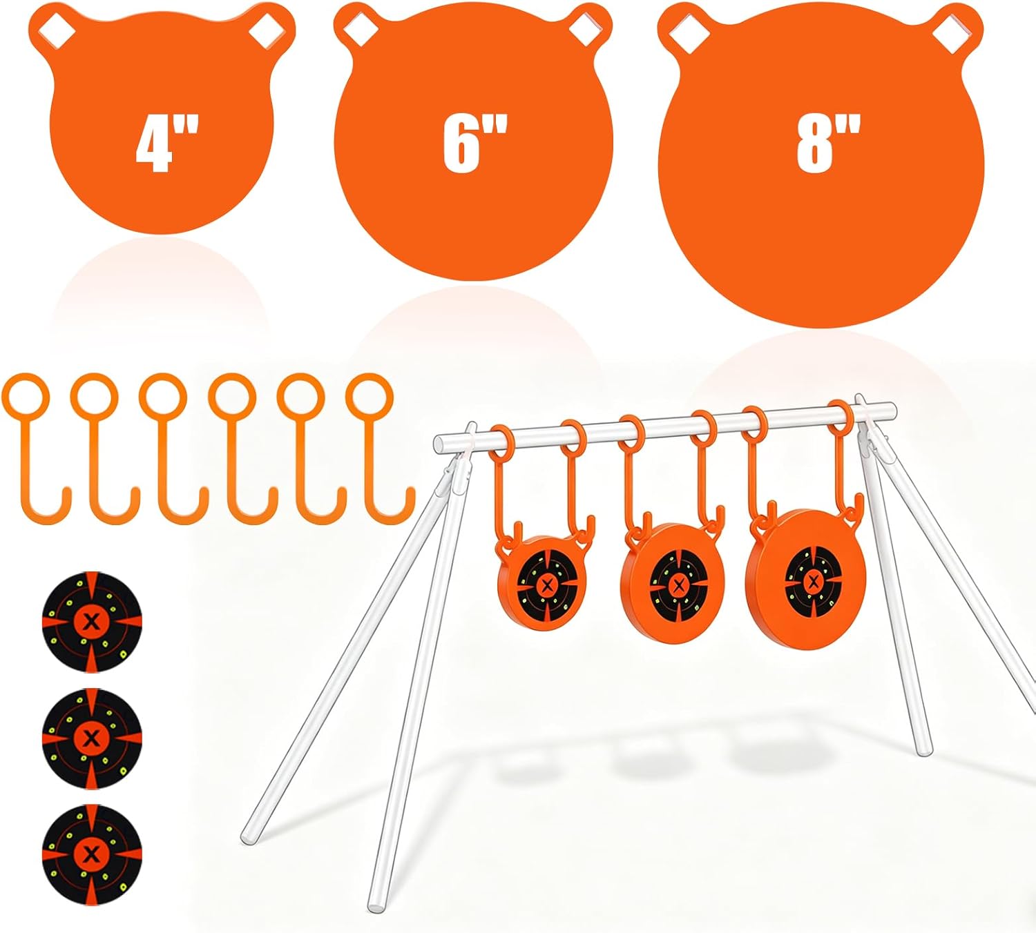 AR500 Steel Target Combo Set - 3/8" Thick Gong Shooting Targets, Heavy-Duty Outdoor Range Practice for 1" OD Conduit