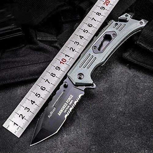 Folding Knife, 6-In-1 Survival Folding Pocket Knife With Glass Breaker, Seatbelt Cutter, Bottle Opener And Steel Serrated Blade Ect Multi-Function Emergency Tool #TOP3