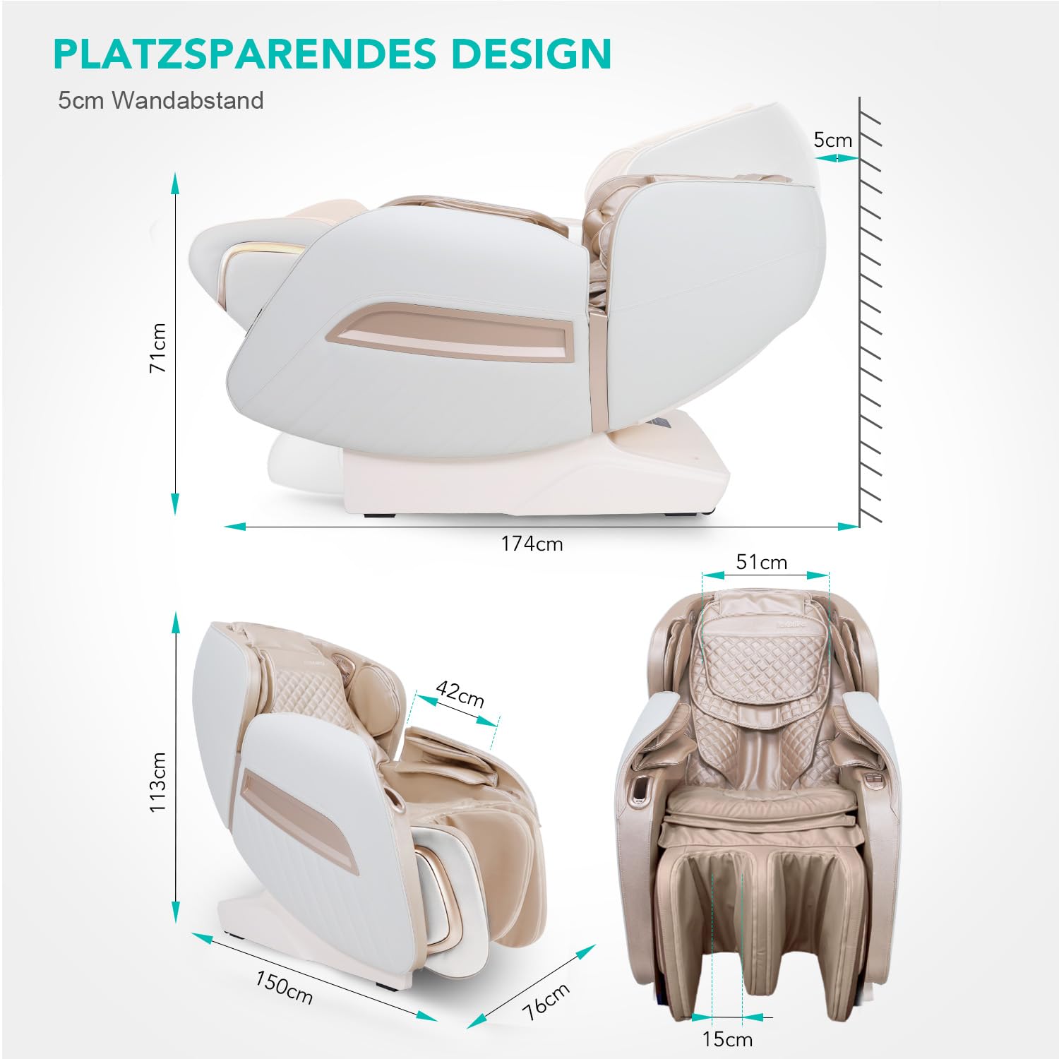 Poltrona massaggiante Shiatsu Zero Gravity Sedia Massaggiante Pressione Aria Bluetooth 3D Surround Sound Musica per uffici, negozi e saloni
