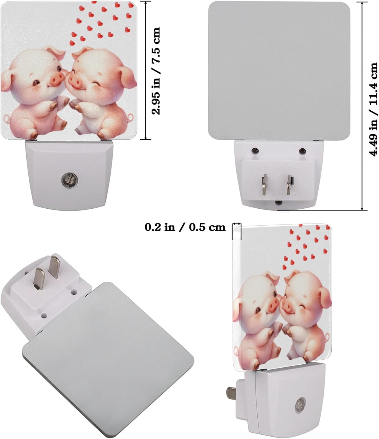 Pardick Cute Pink Pig Heart Plug in Night Light Set of 2 LED Nightlights Auto Dusk to Dawn Sensor Nightlight Lamp for Kids Boy Girls Room Bedroom Bathroom Kitchen Hallway Nursery Stairs Decor