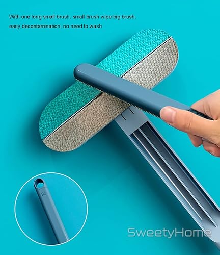 Window Screen Cleaning Brush- Magnetic Screen Door Mesh Brush, 4 In 1 Window Washer Squeegee Kit, Window Cleaner Squeegee, Window Track Or Seal Cleaning Tools (Blue) #TOP6