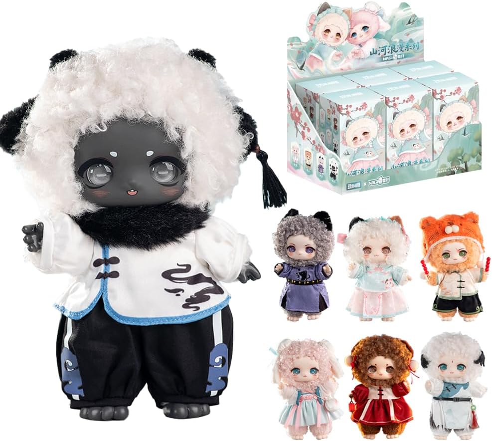 Nagi Moumtain and River Romance Series Plush Cute Vinyl Face Doll Blind Box Mystery Toys Cute Action Anime Figure Kawaii Ornament Gift Pendant Home Decorations (Two Boxes)