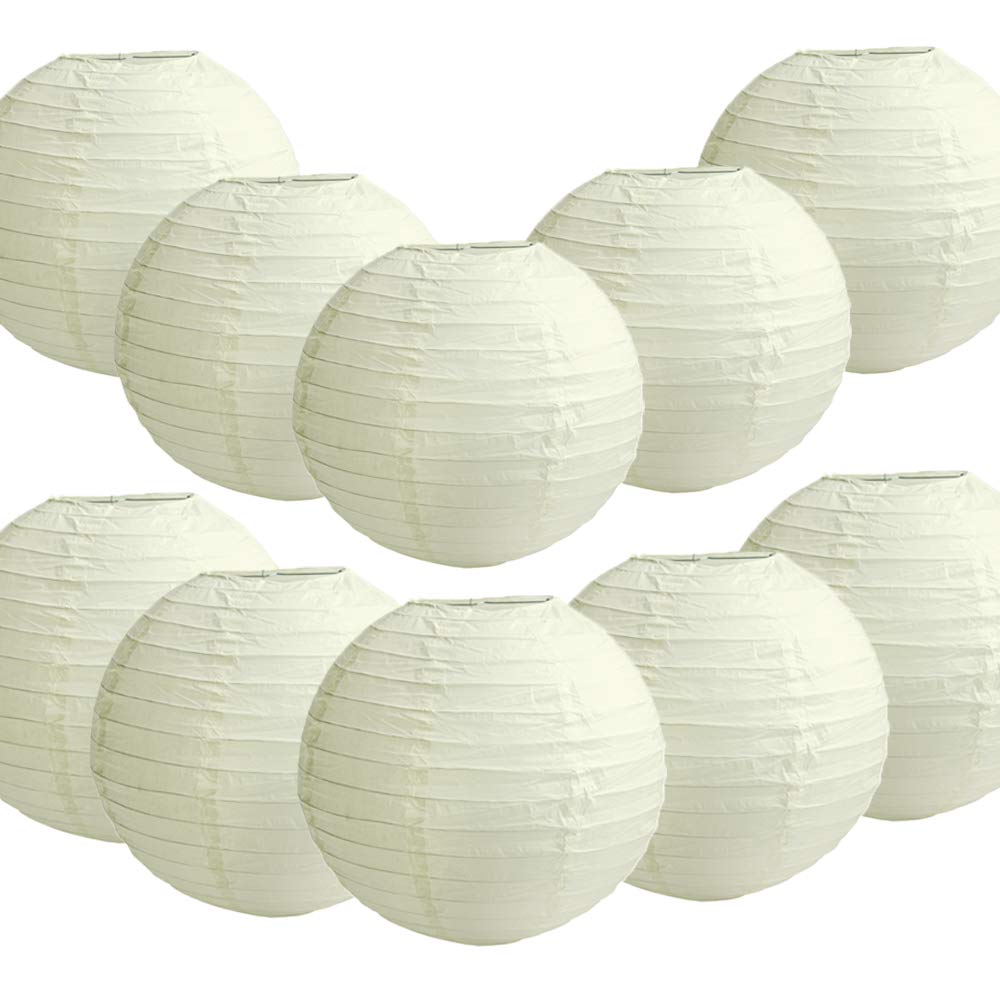 Time to Sparkle 10 Pack Tissue Round Paper Lanterns Lamp Shade Party Decoration- Lantern Ivory, 8"(20cm)