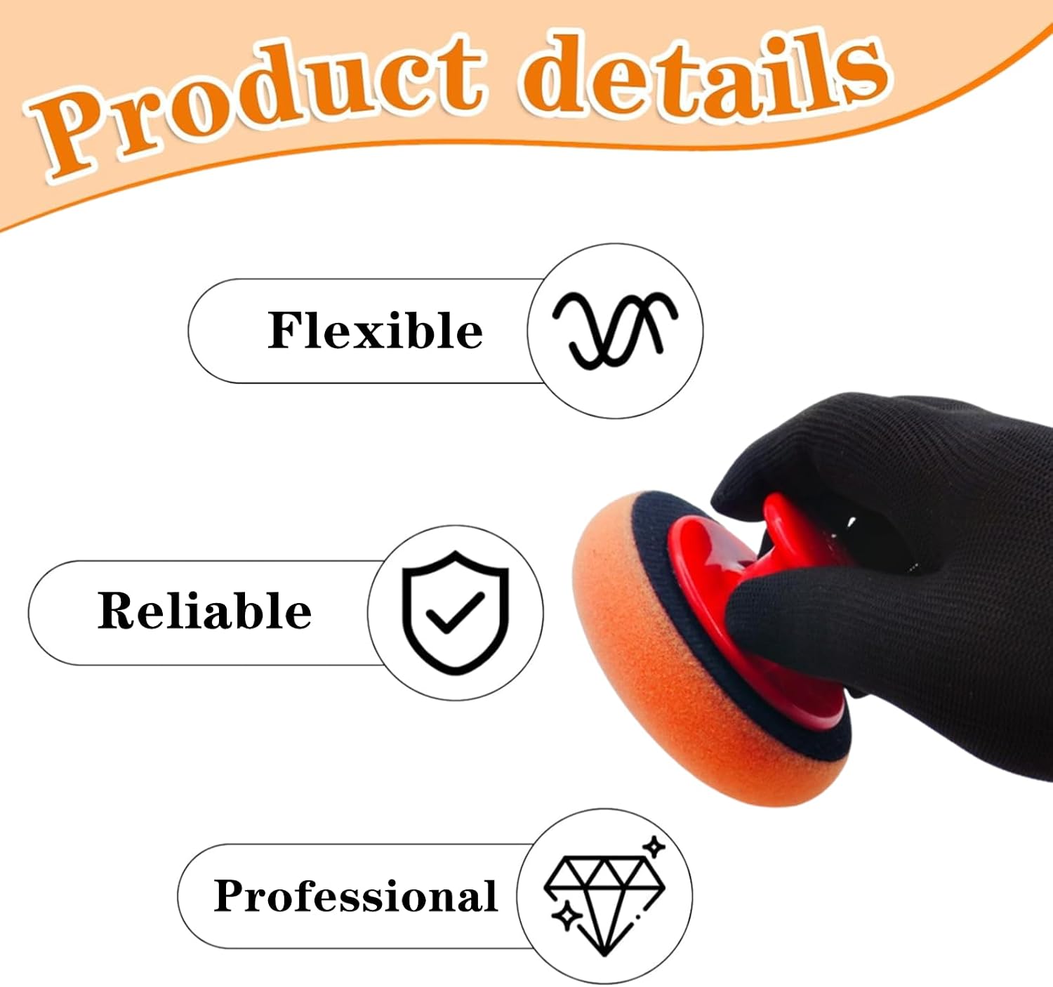 6 Pcs Car Wax Sponge Polishing Pads with Handle Auto Detailing Applicator