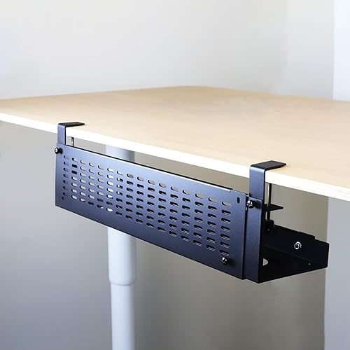 Miniatura 7 de AEONS Kit de bandeja de organización de cables para debajo del escritorio, horizontal ajustable hasta 41 pulgadas extraíble con abrazadera en C,