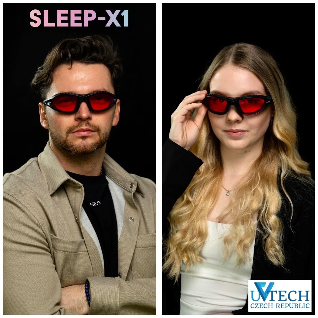 SLEEP-X1 100% filtro de luz azul y verde, gafas PC Gaming UV Blue Light Bloqueo Anti, rojo, talla única