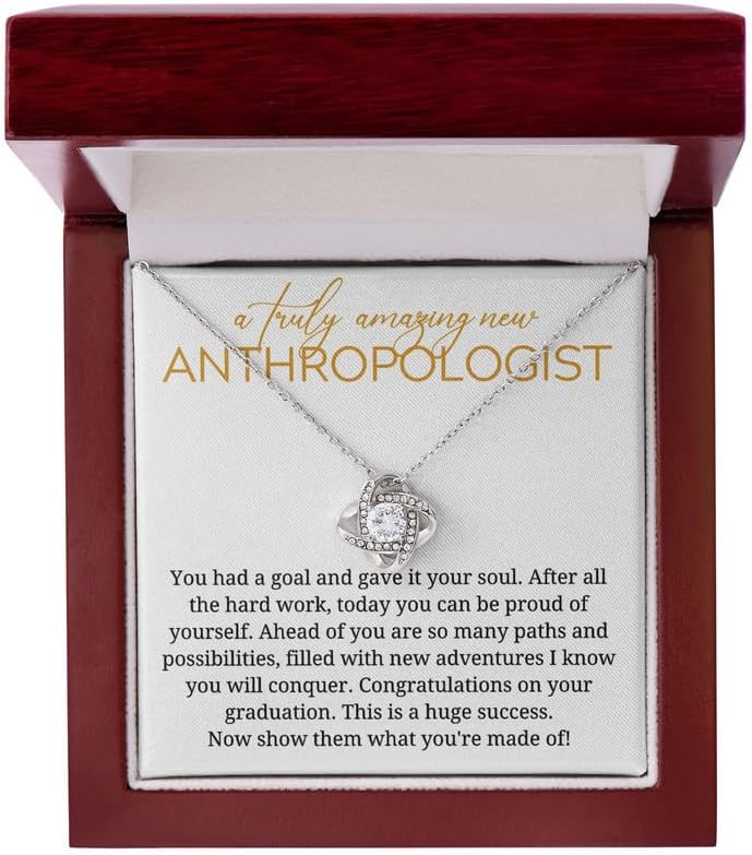 Anthropologist Graduation Necklace Silver Plated Love Knot Mahogany - You Had A Goal And Gave - Appreciate Graduate School Congrats Student